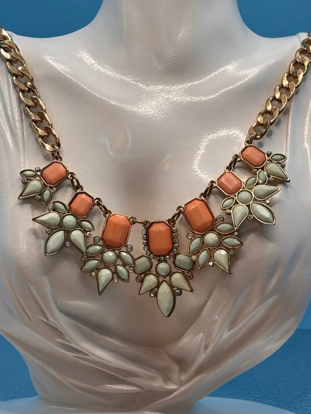 Charming Charlie Coral and Cream Statement Bib Necklace - Picture 2 of 4